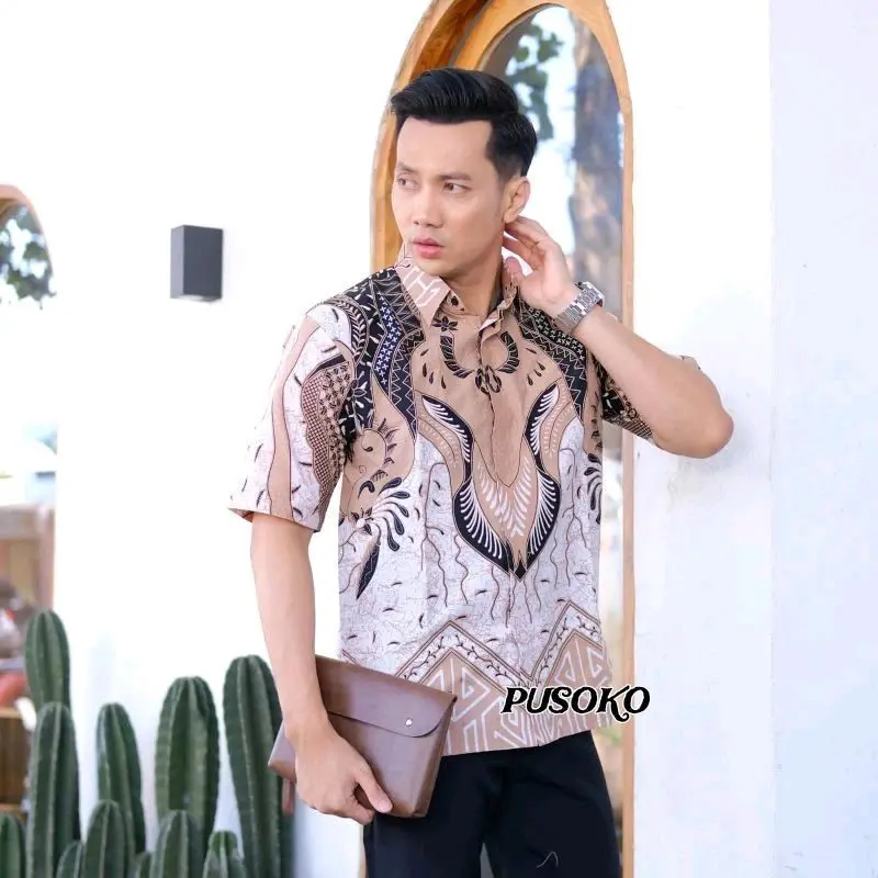 baju batik pria lengan pendek size M L XL XXL spesial XXL Seragam Dewasa Kain 2