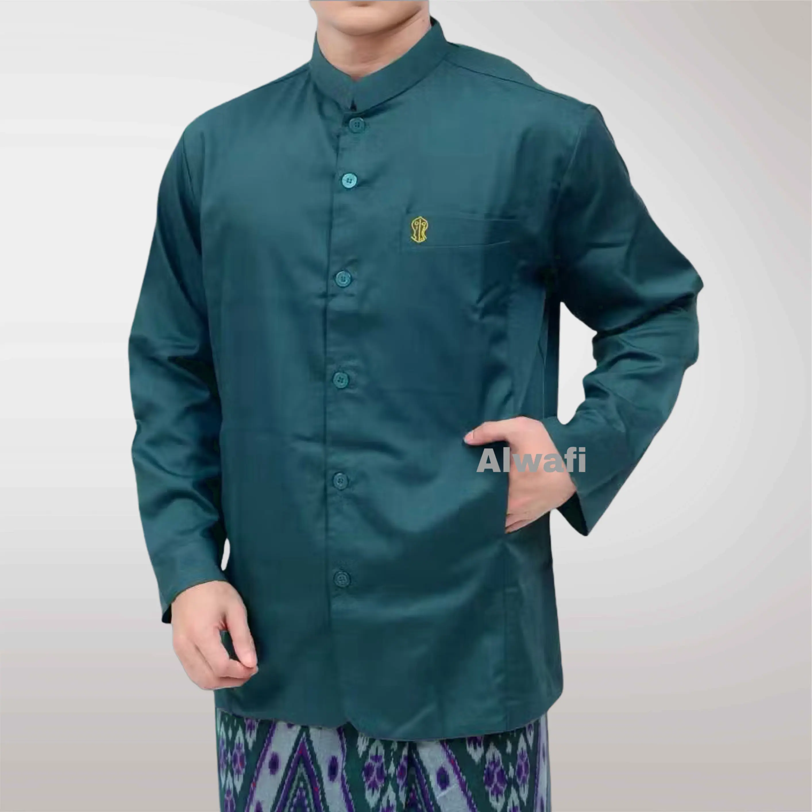 Baju Koko Habibah Ammoo Original Semi Jas Trompah Exclusive Polos Lengan Panjang Bahan Toyobo Premium - Kurta, Pendek