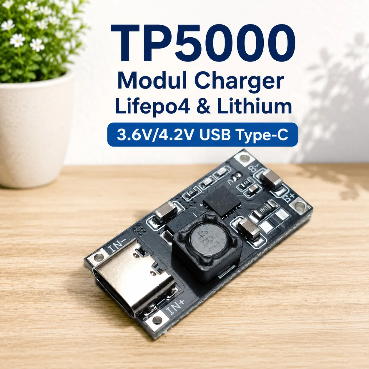 TP5000 Modul Charger Lifepo4 & Lithium 3.6V/4.2V USB Type-C