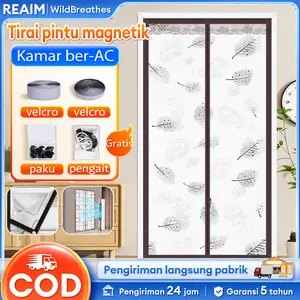 【Diskon 50%】REAIM Tirai Magnetik PVC Khusus Ruang AC 90x210cm/100x210cm | Gorden Pintu Anti Nyamuk, Tahan Angin, Tahan Api, Mudah Dibersihkan, Bahan Premium, Berbagai Corak & Warna, Tahan Lama, Full Set Lengkap dengan Tiang Gorden Curtain Dekorasi