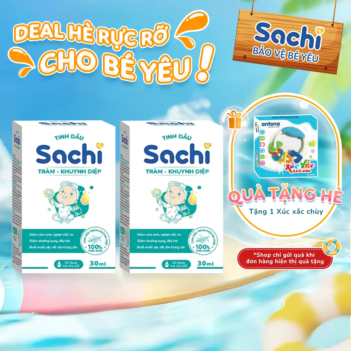 Combo 2 Tinh dầu tràm khuynh diệp Sachi giúp làm ấm cơ thể, đuổi muỗi, làm dịu các vết côn trùng cắn 30ml Cho Bé