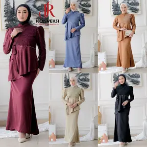 Lataverna Dress Kondangan Satin Mix Brokat Payet Mutiara - Gamis Pesta Formal Birdesmaid - Dress Maxi  Kondangan Duyung Mewah