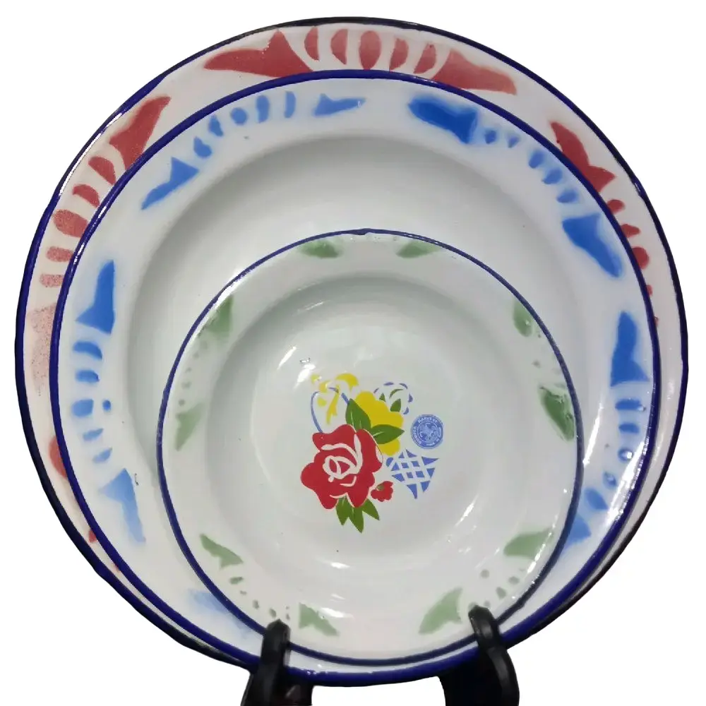Piring Seng Enamel Motif Kembang (6pcs)