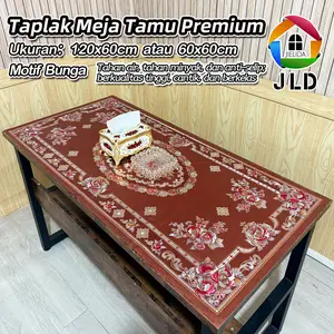 JieLiDa Taplak Meja Tamu Model Flower Mewah Cantik Premium Ukuran 60x120cm/60x60cm Motif Bunga Teropis Mewah