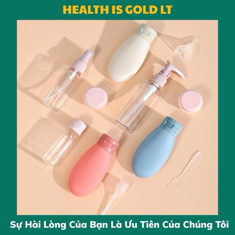(TẶNG 1 Bộ Ghim Bấm và Kim Bấm nhỏ gọn, phù hợp cho công việc văn phòng, học tập hoặc sử dụng cá nhân khi MUA)Bộ Chiết Mỹ Phẩm 10 Chi Tiết Silicone Chất Lượng Cao 0