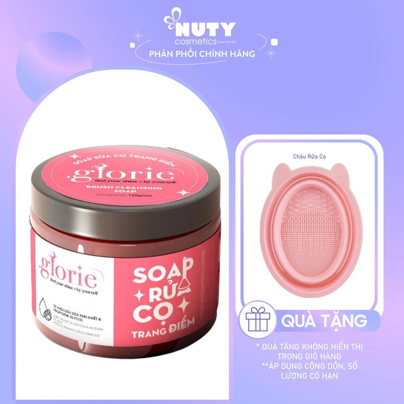   Tặng chậu rửa cọ  Sáp Rửa Cọ Trang Điểm Glorie Brush Cleansing Soap 130g 