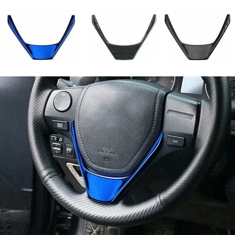 Steel Carbon Pattern Blue Black Titanium Steering Wheel Cover Trim Toyota Vios Yaris 2019-2022 Altis 2014-2018
