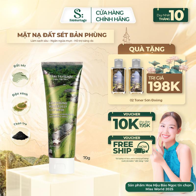Mặt Nạ Đất Sét Bản Phùng Làm Sạch Sâu, Ngừa Mụn, Làm Thoáng và Dưỡng Ẩm Da SKIN HERITAGE 70ml