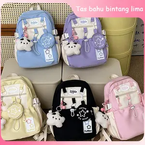 Tas Sekolah Wanita Lucu - Tas Ransel Serut untuk Siswa Perempuan, Kapasitas Besar, Desain Trendy, Cocok untuk Sekolah dan Travel