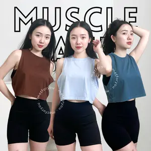 METFORYOU Joy Muscle Top Wanita Korea Tanktop Kaos Sport