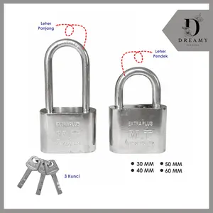 [Dream] Gembok Putih Leher Panjang / Leher Pendek 30 40 50 60 mm Chrome - Pintu Rumah Koper Gudang M.T