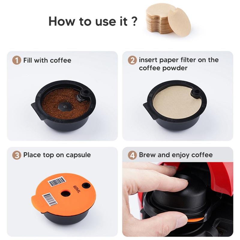 Product Introduction of 100pcs Disposible Paper Filter for Reusable Tassimo Coffee Capsule Protect From Block Keep Capsule for Cleaning 14