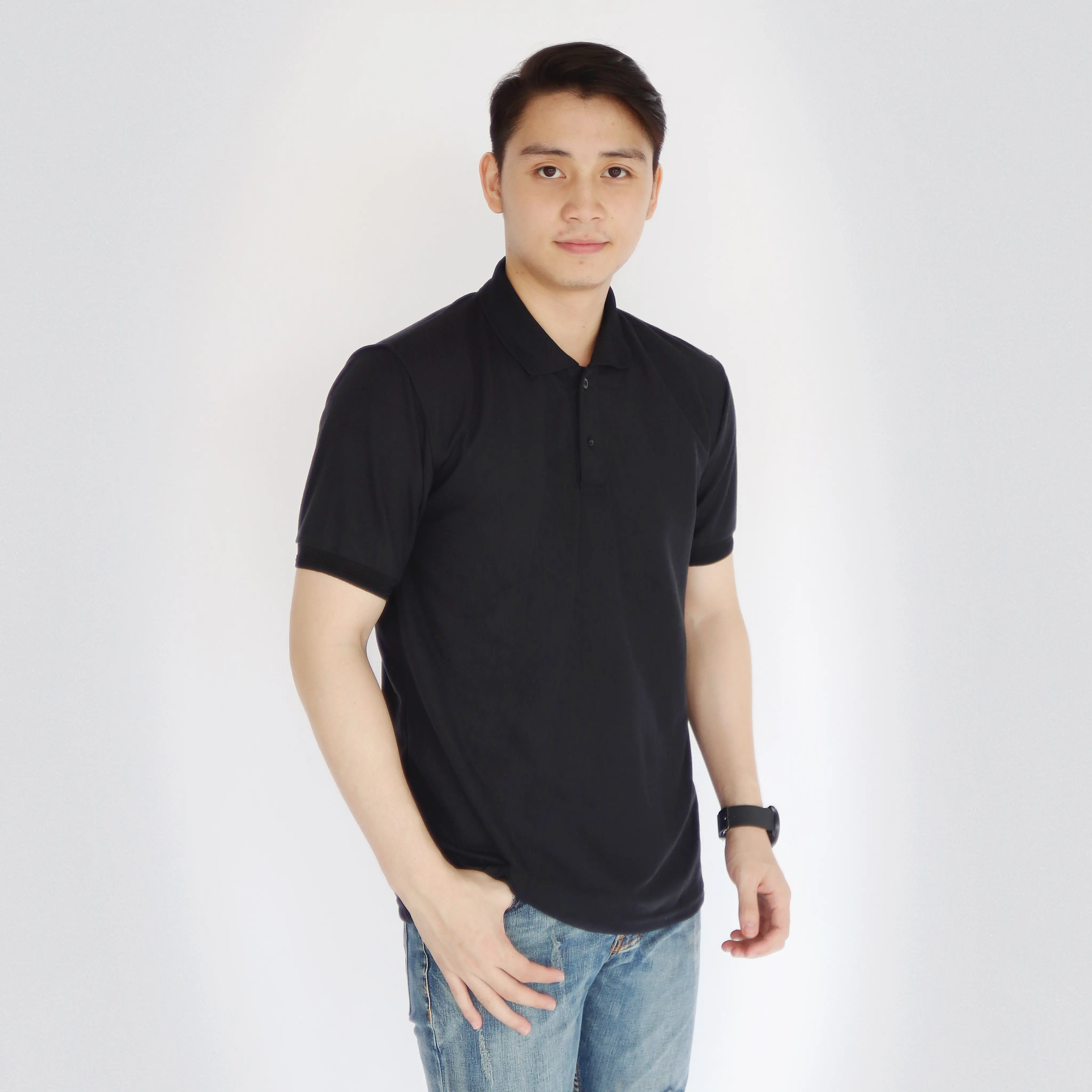 SC Kaus polo shirt Hitam kerah polos | kaos kerah pria | kaos seragam kerah pria Baju Dewasa Panjang Pendek kaospolo
