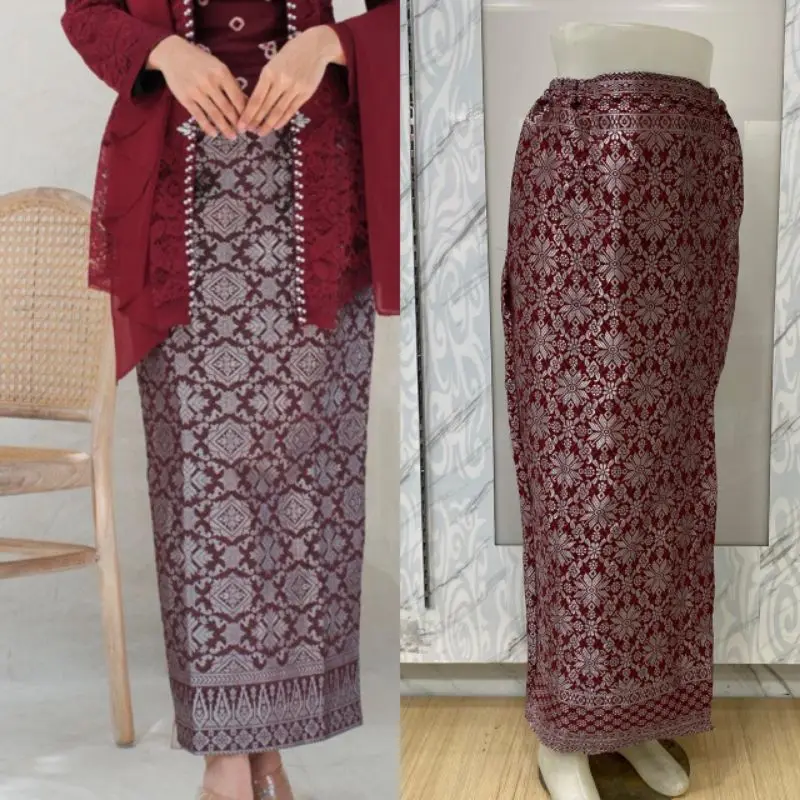 ROK SONGKET SPAN / ROK SONGKET JADI / ROK BATIK SONGKET / ROK SONGKET / BAWAHAN KEBAYA Kancing Karet Katun Motif Wanita Wisuda Kondangan