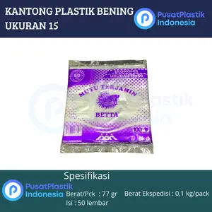 Kantong Plastik Bening Tipis Uk 15 Isi 50pcs / Kresek Bening Embos Betta Ekonomis 15 Isi 50 Pcs