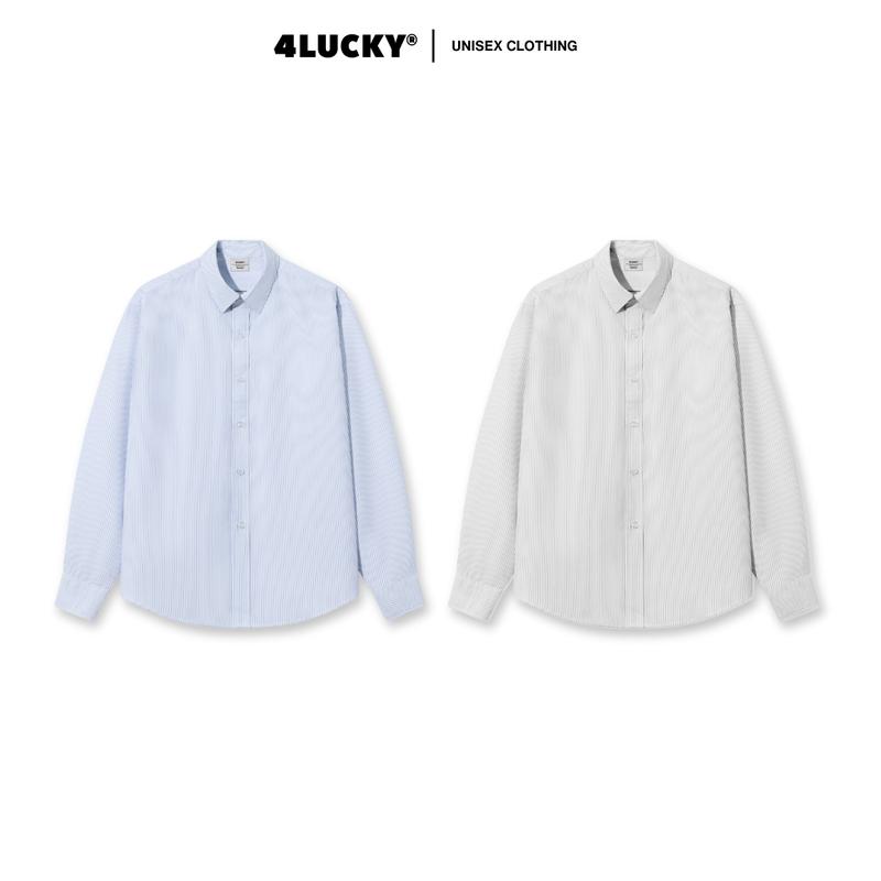 Áo Sơ Mi Kẻ Sọc Form Rộng Kate Mềm Unisex 4Lucky 6813, Sơ Mi Tay Dài Nam Nữ Trẻ Trung Năng Động