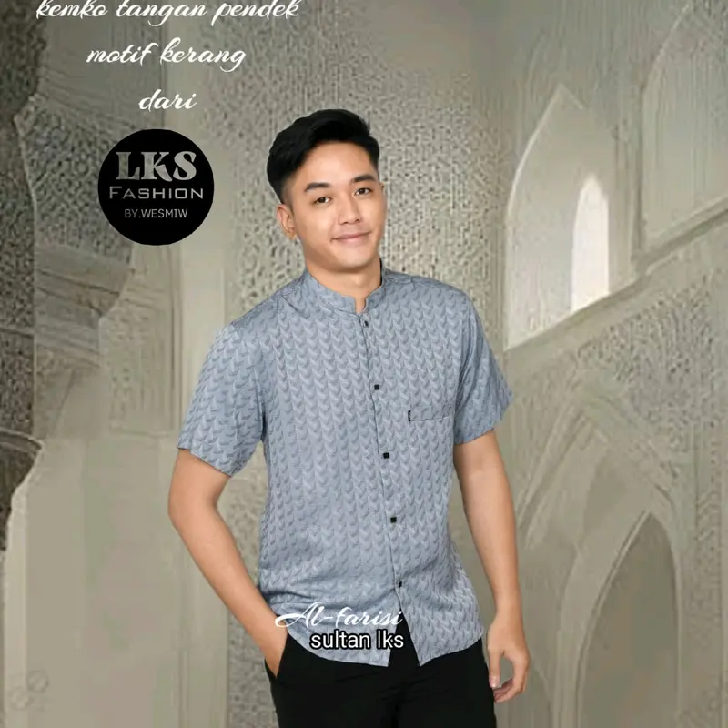Kemko sultan jaguar tangan pendek/ Koko pria dewasa,  Motif unik juga nyaman saat di pakai kain Katun pilihan Baju Hitam Kancing Kantong Muslim Panjang 5