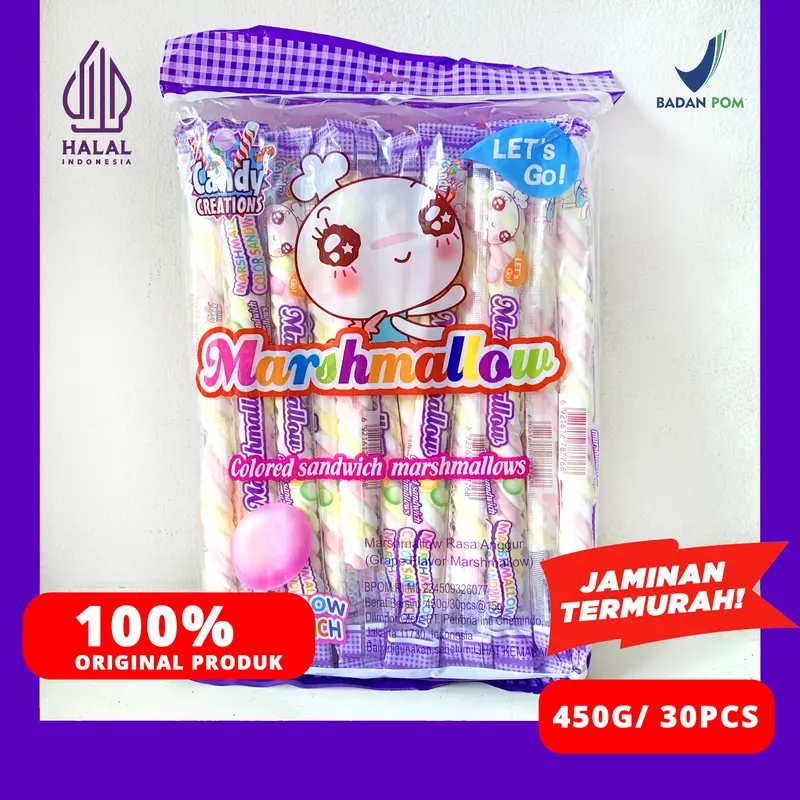 MARSHMALLOW PANJANG CANDY CREATION  30PCS 450G 0