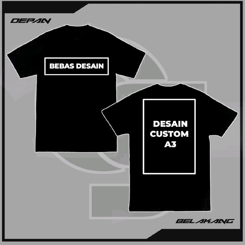 KAOS SABLON SATUAN CUSTOM DEPAN BELAKANG BEBAS DESAIN | BISA MENGGUNAKAN FOTO Pria Katun Baju 1