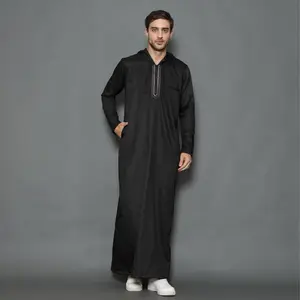 Kawan Muslim - Jubah Gamis Pria Dewasa Hoodie Motif Bordir Lengan Panjang Modern Toyobo