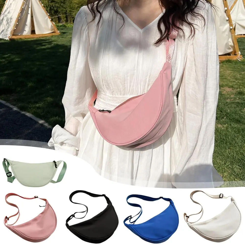 1pc Nylon Simple Dumpling Bag Large Capacity Canvas Shoulder Bag For Student Unisex