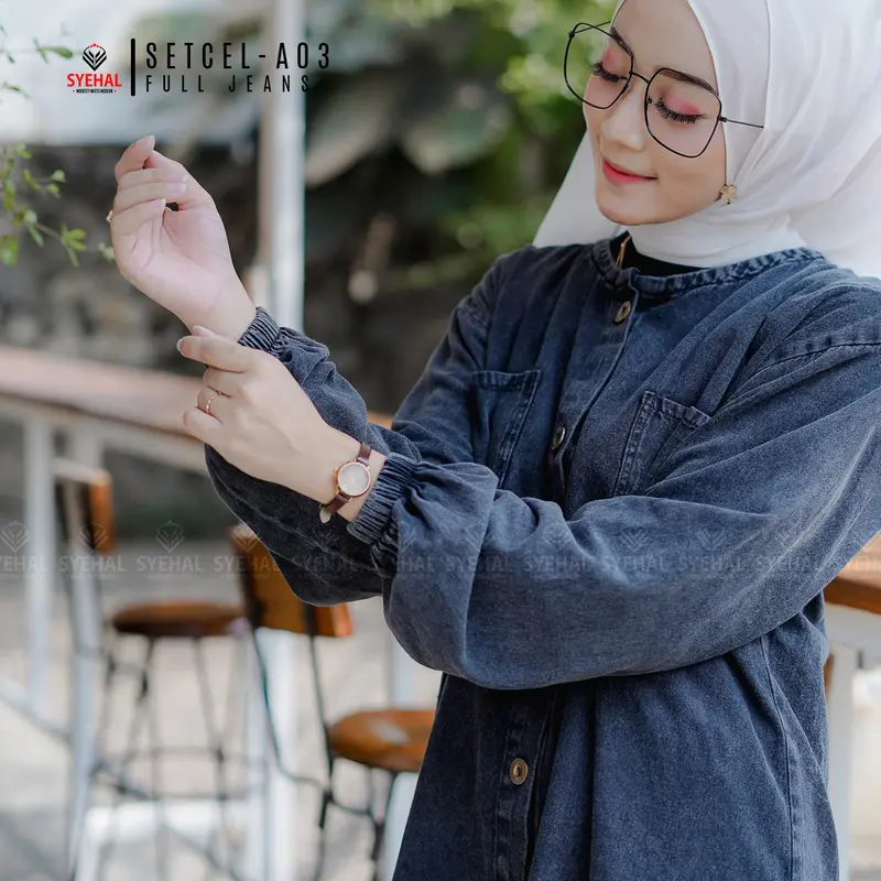 Setcel - A03 SYEHAL COLLECTION- Oneset / Setcel Kemeja Wanita Full Jeans - Setelan Pakaian Wanita Denim Baju Panjang 7