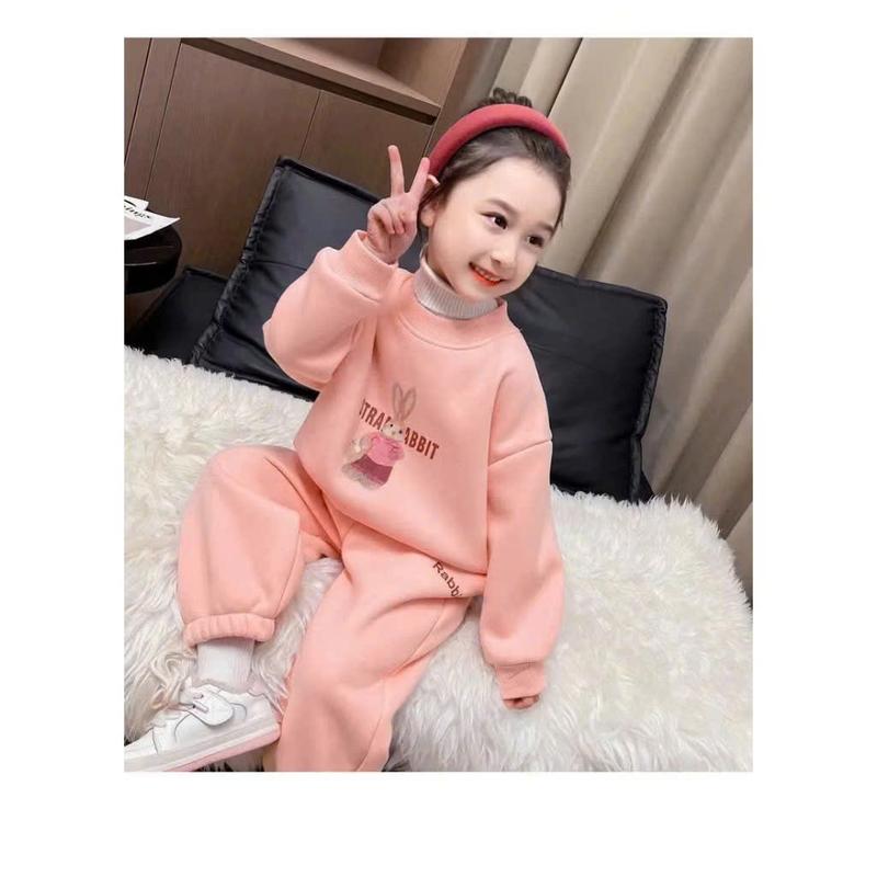 Bộ quần áo thu đông dành cho bé gái 14-45kg mẫu  THỎ NỈ , chất liệu đẹp kiểu dáng mới . 2 màu