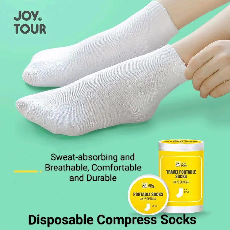 {SG READY STOCK}  Disposable Compressed Socks Unisex Protable Travel Cotton Socks Men's/Women's/Unisex Free Size Socks Travel