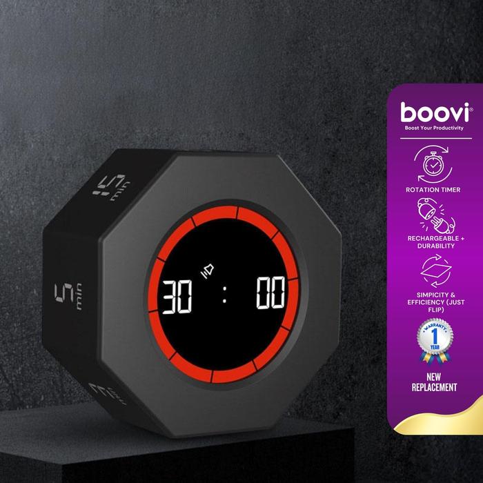 Gambar BOOVI JD012 Digital Timer Belajar Pomodoro Lampu LED Oktagonal Magnetic Type C dari Boovi Official Kota Administrasi Jakarta Barat Tokopedia