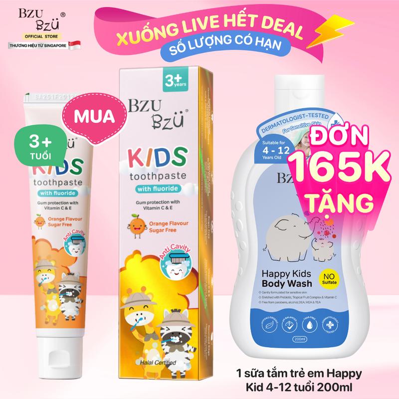 [KOL] Kem Đánh Răng Cho Trẻ Em BZU BZU Kid Toothpaste Giúp Hơi Thở Thơm Mát, Làm Sạch Răng Và Nướu Hiệu Quả Tuýp 50g