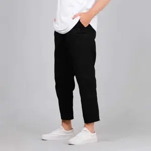 Celana Sirwal Muslim Pria Dewasa Sporty Bahan Katun - Hitam, XL