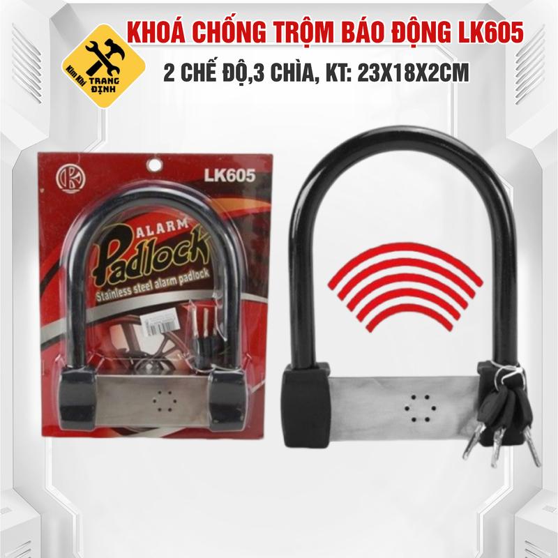 Khoá chữ U có còi báo động chống trộm LK605 PadLock bảo vệ xe máy