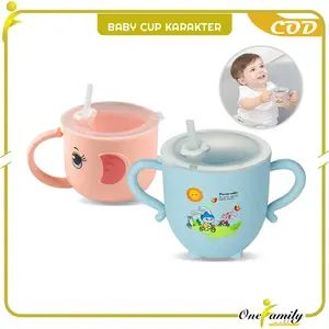 [COD] OFM C381 C382 Gelas Jerami Anak Anti Tumpah Karakter Kartun