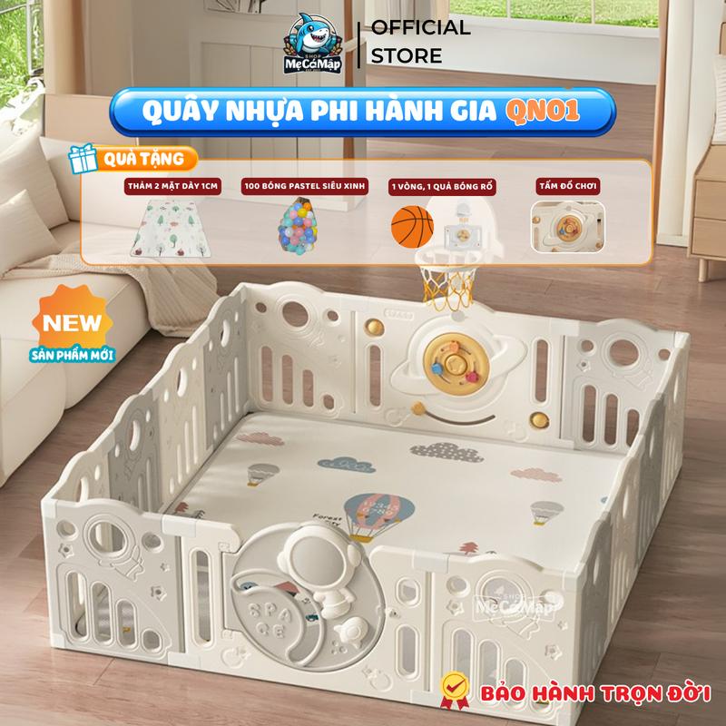Quây Cũi Nhựa Pakey Phi Hành Gia Mới 2025, Tặng 100 Bóng +Thảm +Set Bóng Rổ Bảo Hành Trọn Đời - QN01