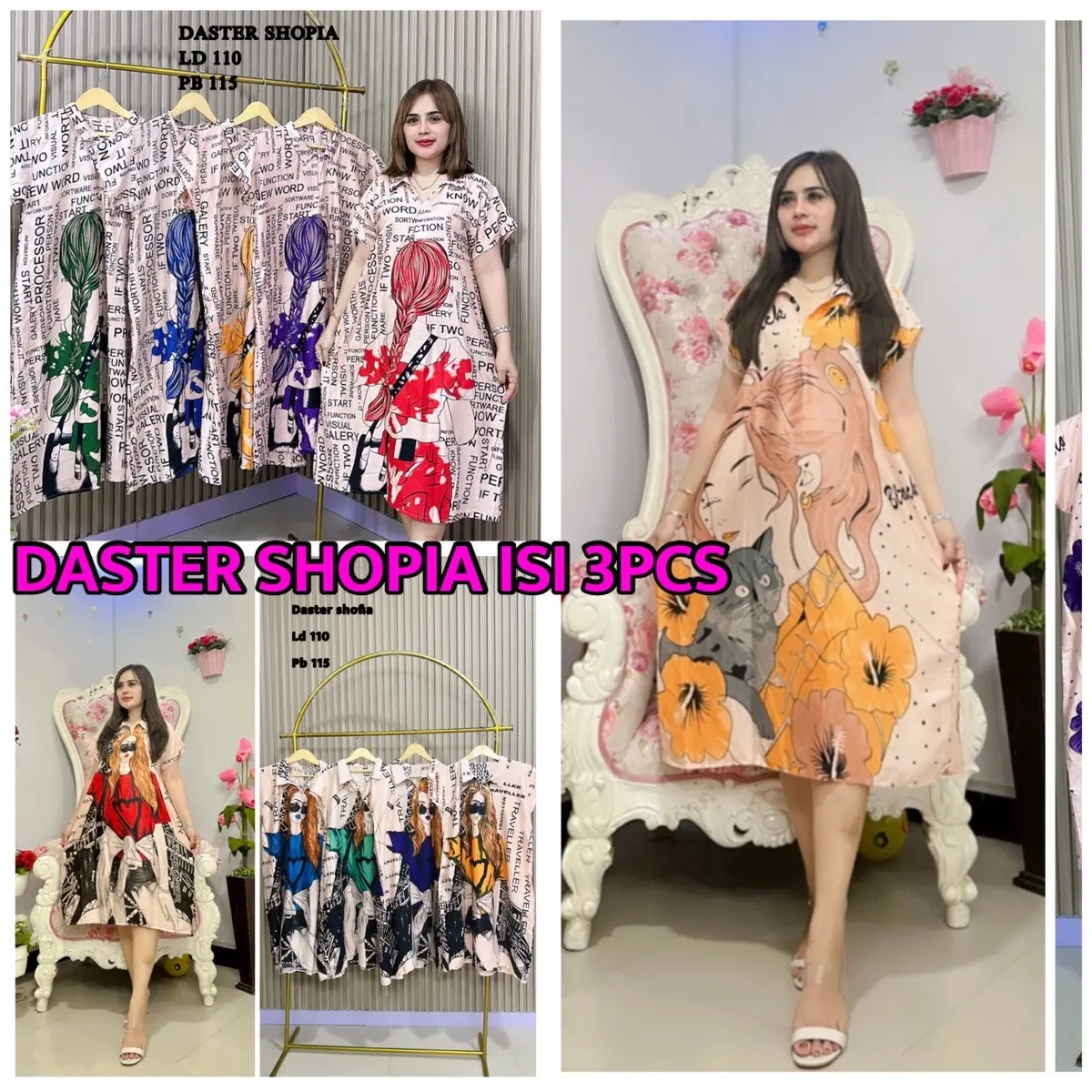 Dress   Busui 3 pcs  BOBA SOFIA KRAH  bb 70kg Katun Rayon full finish adem Wanita Casual Motif