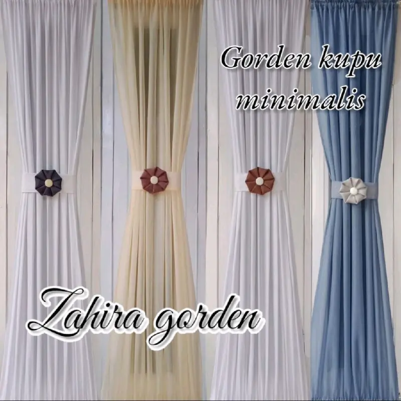 Gorden Kupu-kupu Ikat Pita Jendela Minimalis - Lebar Kain 80cm - Bonus Stik 1