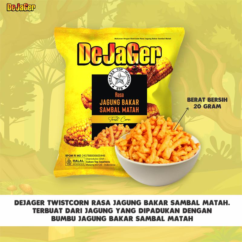 Dejager Twistcorn rasa jagung bakar sambal matah 1 pack isi 10 pcs  Snack 1