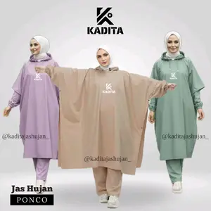 KADITA Jas Hujan Ponco & Setelan Ponco Celana Mantel Hujan Kelelawar Ukuran Jumbo Bahan PVC Tebal Elastis Anti Rembes Anti Jebol Raincoat Termurah