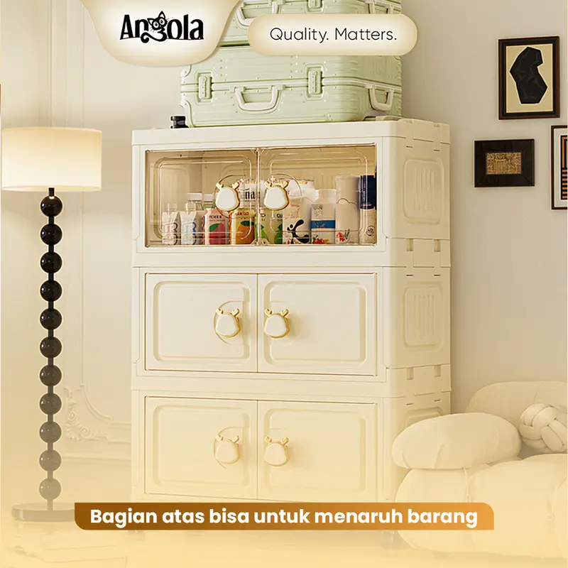 Angola Shop Lemari Lipat Plastik 3-5 Tingkat G34-G43 Lemari Serbaguna / Lemari Pakaian Plastik Ekstra besar Asli Furniture 5