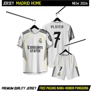 Jersey Bola Madrld Home Premium Terbaru 2026 Gratis Pasang Nama dan nomor Punggung Full Printing