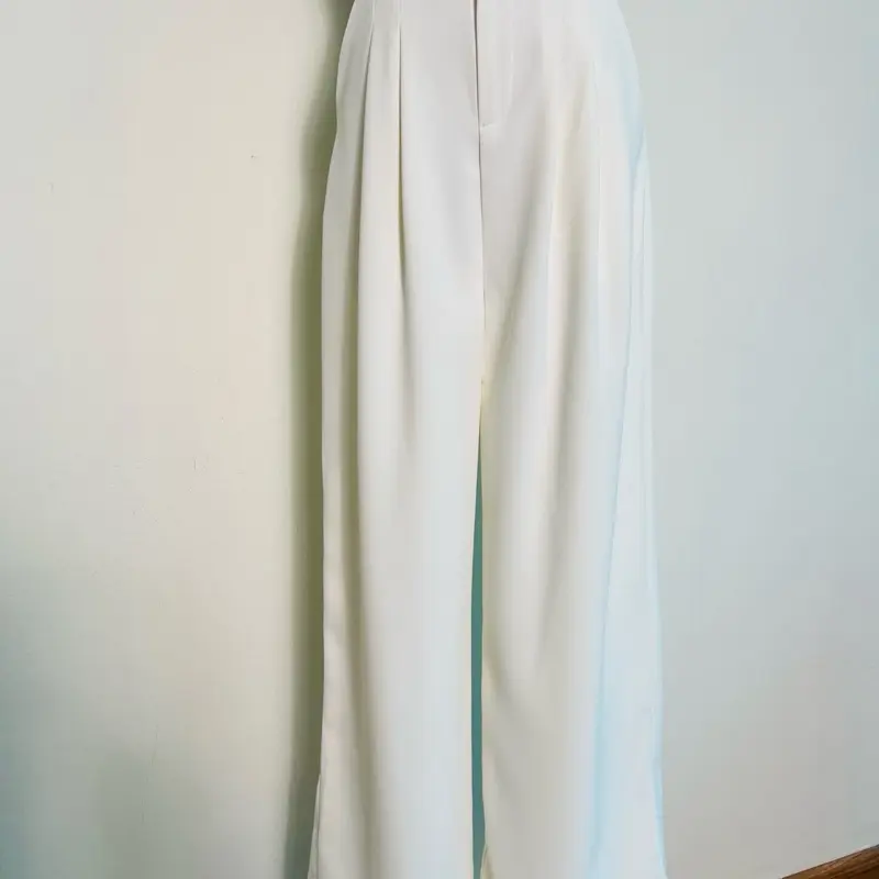 Quần Tây Suông Nữ Vải Gold Nhật Lưng Cao Ống Rộng Tôn Dáng Thời Trang Che Khuyết Điểm Cho Chị Em Pants Women Kem