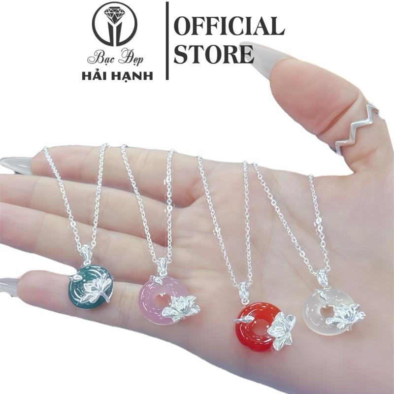 Dây chuyền mặt đồng điếu bọc hoa sen chất liệu bạc ta - bình an may mắn Bạc Đẹp Hải Hạnh HHJ