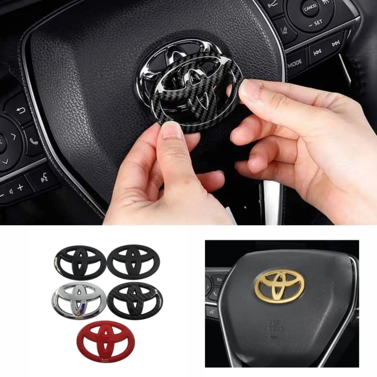 Miếng Dán Biểu Tượng Logo Vô Lăng TOYOTA, Chất Liệu ABS, Dành Cho Xe Hơi TOYOTA VIOS, CAROL, WISH, ALTIS, CAMRY, YARIS, RAV4, 1 Chiếc