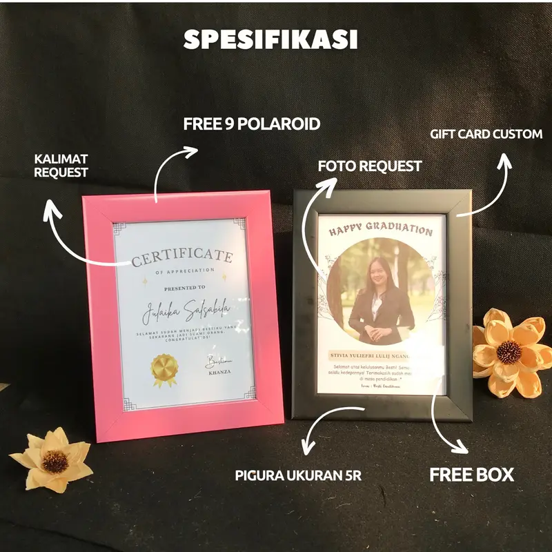 Kado Pigura Custom Foto | Bingkai Foto 5R | Kado Ultah | Anniversary | Souvenir | Pernikahan | Wisuda | Custom Sertifikat Pigura | Gift Foto Hadiah 2