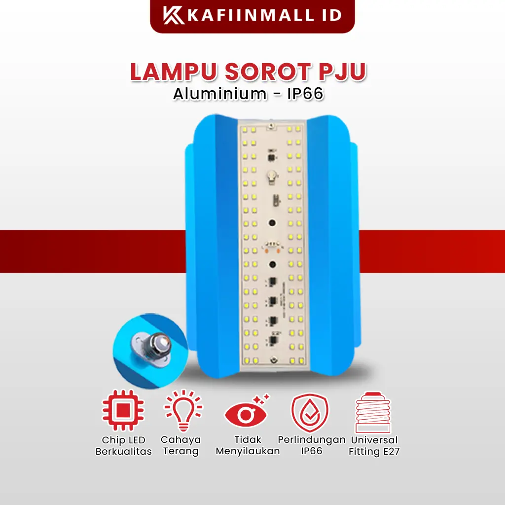 (TANPA SOLDER) Kafiinmall 1PC LAMPU JALAN 50 WATT 100 WATT PJU LED SOROT KABEL / LAMPU PJU E27 TANPA SOLDER / LAMPU LED CAHAYA PUTIH RGB