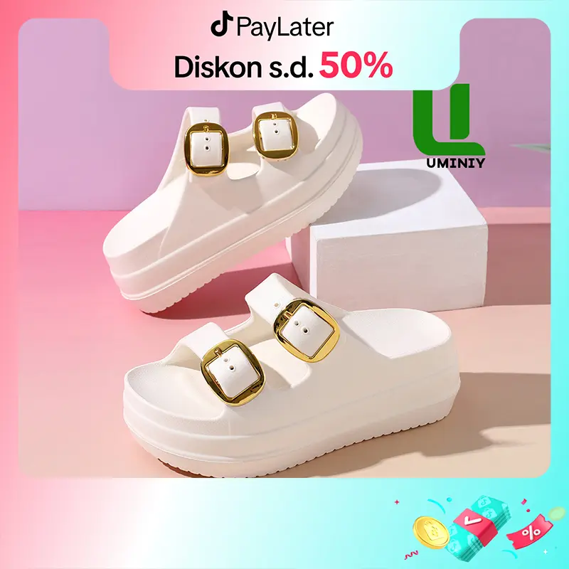 UMINIY Sandal Wanita Wedges Tinggi 6cm Sandal Selop Jelly Wanita Kekinian Korea Premium Gasper Sandal Wanita