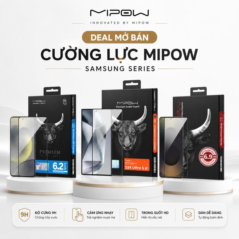 Kính cường lực màn hình Samsung Galaxy S24,25,26 Ultra Mipow Premium Full