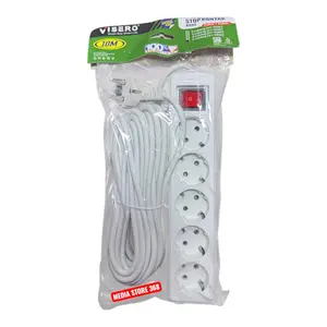 VISERO/MYLED/SUNSAFE Stop Kontak/Terminal 5 Lubang Kabel 10M dengan Switch On/Off SNI Kabel Asli Tembaga Tahan Panas Kuat Tahan Lama