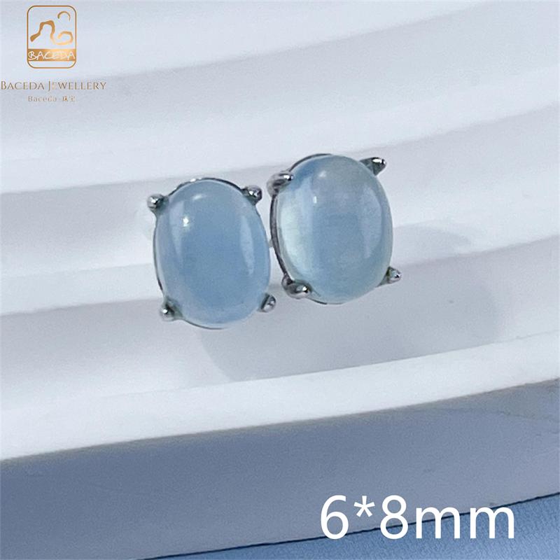 Product Introduction of Aquamarine stub earrings S925 silver simple style big gemstone generous earring 16