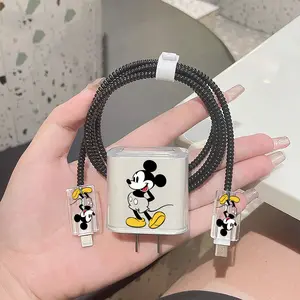 Pelindung Charger Iphone 18/20W Bergambar Lucu dengan Pelindung Kabel Motif Kartun Tikus Cantik Tampan Unik